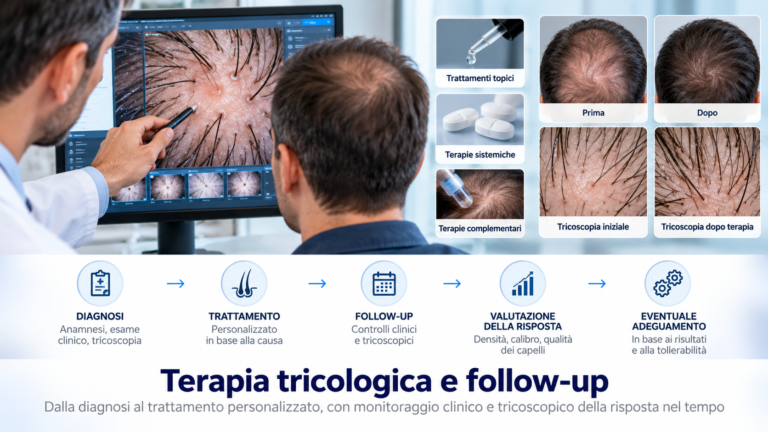 Valutazione medica per terapia tricologica e follow-up della caduta dei capelli